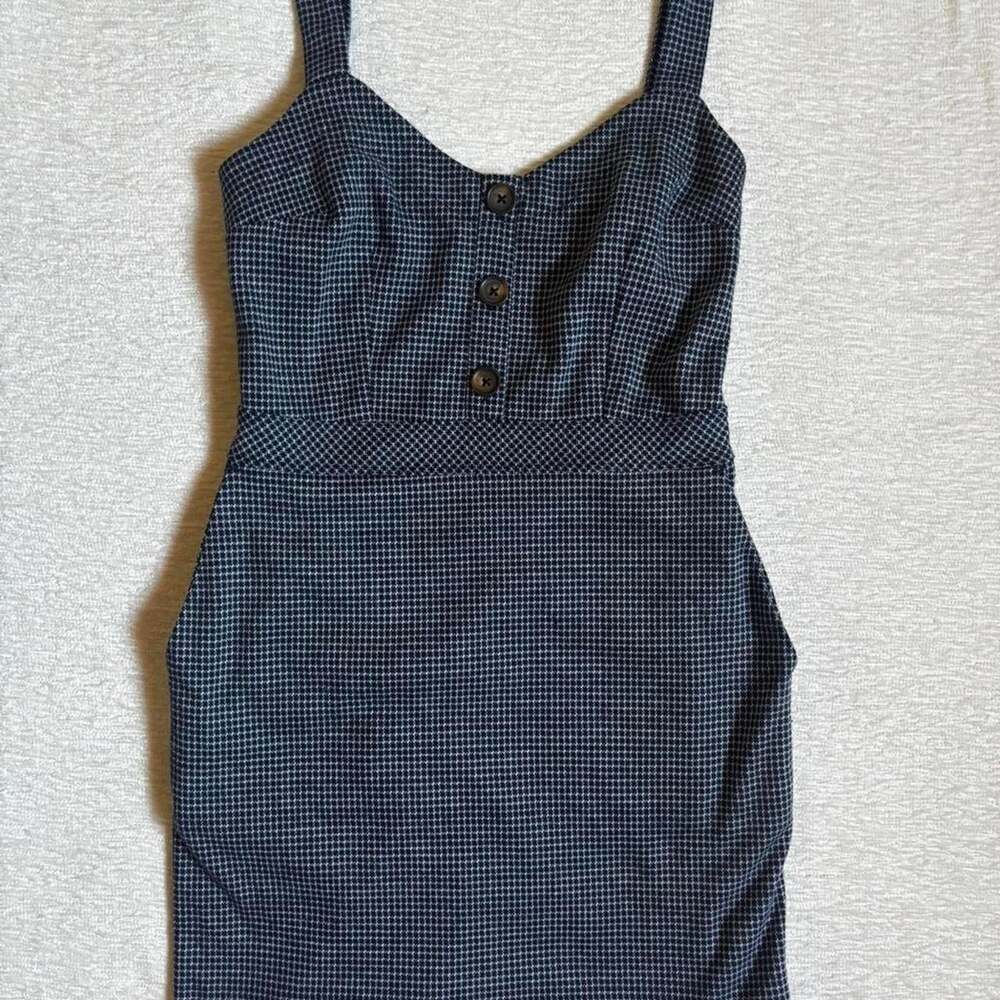 Abercrombie & Fitch Navy Blue Houndstooth Button-Front Dress